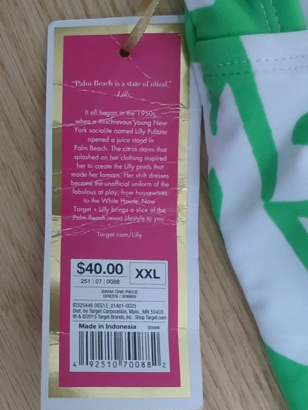NWT Lilly Pulitzer For Target Bright Green & White Tropical One-Piece Swimsuit - Picture 4 of 6